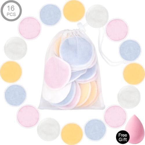 Washable Reusable Cleansing Cotton Make Up Remover Pads Microfiber Makeup Remover Facial Pads Soft Bamboo With Mesh Laundry Bag