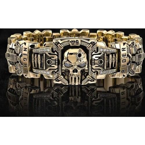 2020 New Steampunk U.S Bullet Skull Rings For Men Vintage Gold Color Punk Male Jewelry Hip Hop Party Accessories Gifts