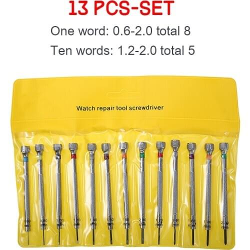 13 Pcs Watch Screwdrivers Set Alloy Steel Repair Tool Kits 0.6-2.0 mm Precision Screwdrivers For Watch Glasses Repair Tool