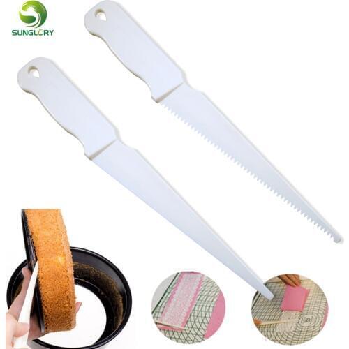 Plastic Flat Edges Cake Knife DIY Dough Cake Bread Pizza Cutter Serrated Cake Spatula Knife Cutting Pastry Kitchen Baking Tools