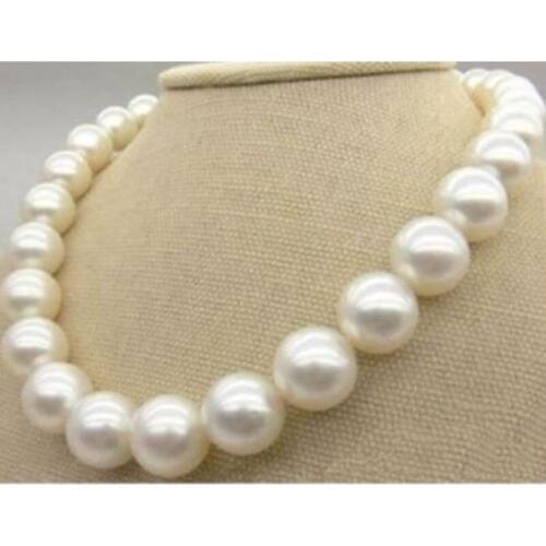 Huge 18'11.2-12.6mm genuine natural south sea white pearl necklace 14k