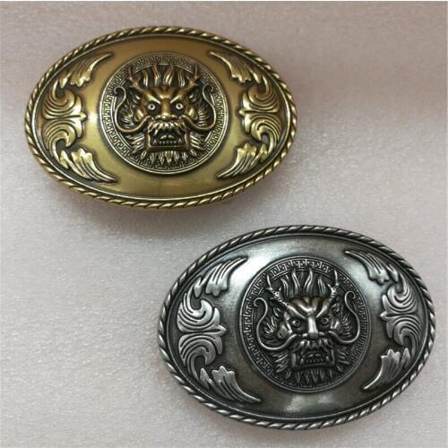 Oval Chinese Dragon Belt Buckle Retro 3D Faucet Belt Buckle Suitable for 3.8CM Wide Belt