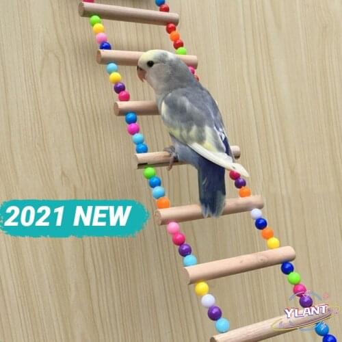 Birds Pets Parrots Ladders Climbing Toy Hanging Colorful Balls With Natural Wood Parrot Toys for Conures Parakeets Cockatiels