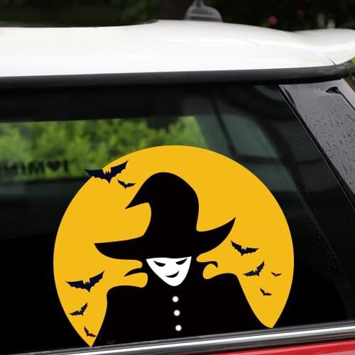 Removable & Reusable Stickers for Car Witch and Bats Home Car Stickers Car Styling KK Vinyl Decals JDM Deco Meterial