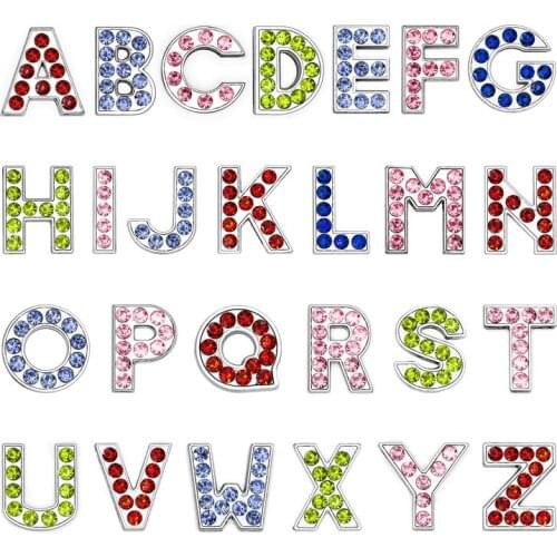 1 piece Internal Dia 8mm slide Charm Color English letters DIY Accessories fit 8mm wide belt pet collar