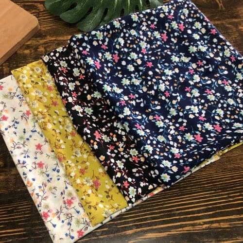 Printed Fabric Clothing Fabric Floral Micro Elastic Thin Breathable Chiffon South Korean Silk Dress Shirt Fabric/1 M