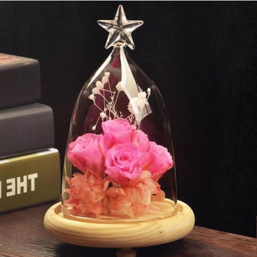 12sets/pack 10.5*19cm Star Top Glass Dome Vase Home Wedding Decoration Diameter=10.5cm Height=19cm Glass Cover Friend Gift