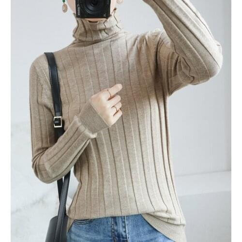 New style knit sweater women spring and autumn thin section inner sweater high neck bottoming shirt pure color simple pullover