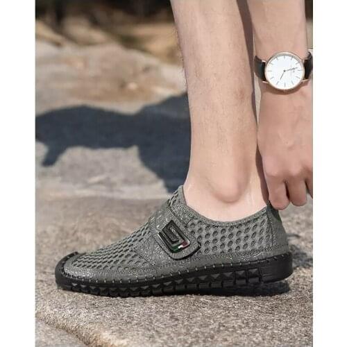 Summer Mens Leather Mesh Casual Shoes Breathable And Comfortable Soft Soled Business Shoes Driving Shoes Size 39-48