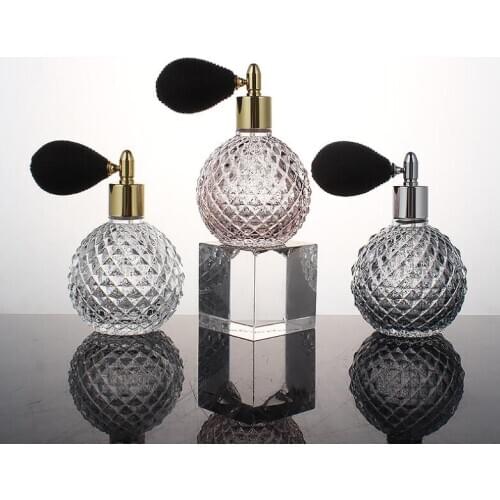 Unique perfume bottles Portable Vintage Crystal Glass Perfume Bottle With Atomizer Empty Cosmetic Mini refillable bottles