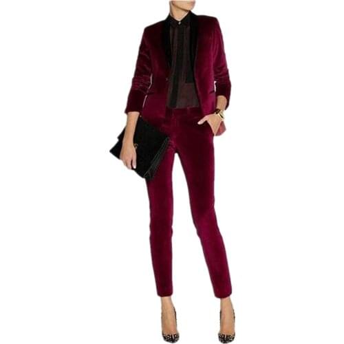 Velvet Women Formal Pant Suits Ladies Business Pantsuits for Weddings Ladies Trouser Suit Jacket+Pants Custom Made