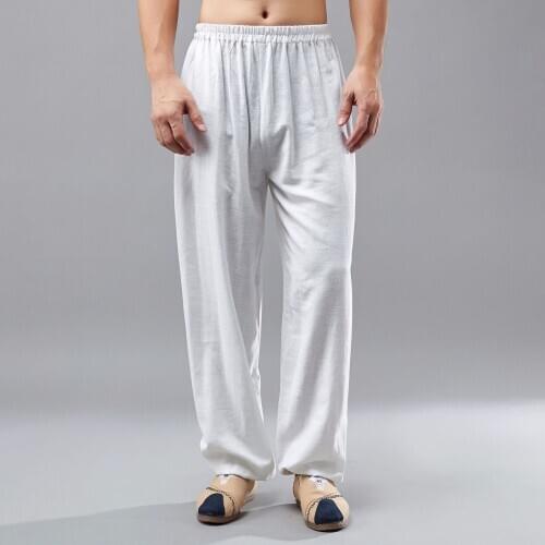 Spring Men Tai Chi Casual Pant Linen Sweatpants Loose Harem Blomers Running Jogger Fitness Workout Sport Yoga Pant Activewear