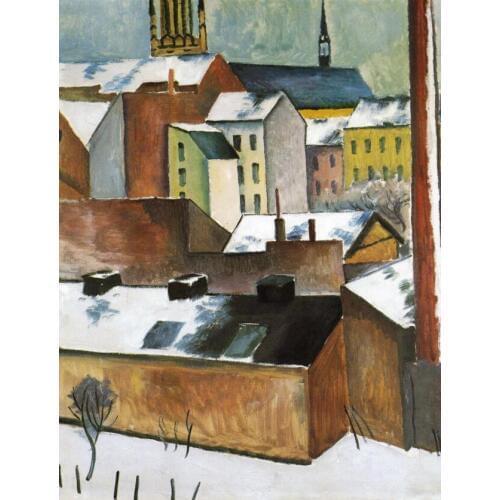 High quality Oil painting Canvas Reproductions The Church of St. Mary in Bonn in Snow (1911) By August Macke hand painted