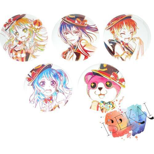 BanG Dream! Anime Game Badge Hello Happy World! Tsurumaki Kokoro Seta Kaoru Misaki Kanon Hagumi Badge Brooch Pins