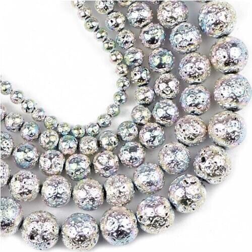 YHBZRET Natural purple colorful Lava volcanics Stone 4/6/8/10/12MM Round Loose beads for Jewelry making DIY bracelet Accessories