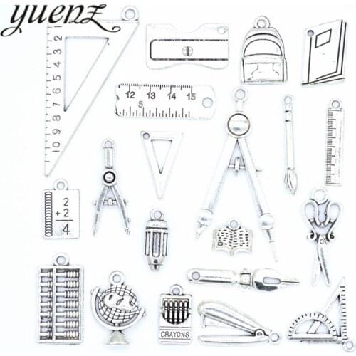 YuenZ 20pcs New Product Antique silver color learning tools Charms Pendant Jewelry Metal Alloy Jewelry Marking U054