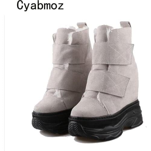 Cyabmoz Winter Snow Ankle Boots High heels Height increasing Shoes Woman Sneakers Sexy Platform Party Ladies Casual Women Shoes