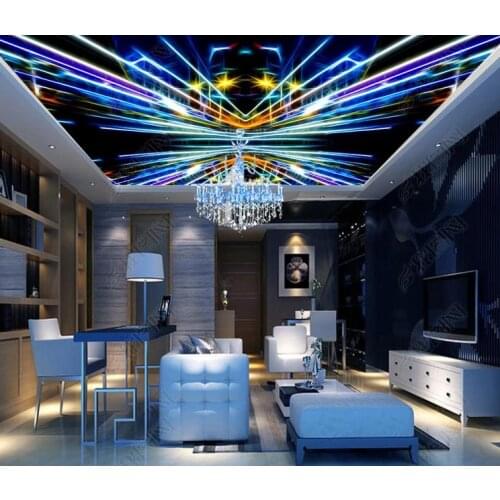 1818 3D Fantastic Shining Lighting Printing stretch ceiling film for workshop ceiling decoration