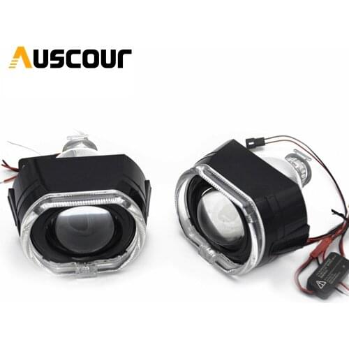 2.5inch mini Bi xenon hid Projector lens for led day running white angel eyes H1 H4 H7 retrofit car assembly kit demon eyes