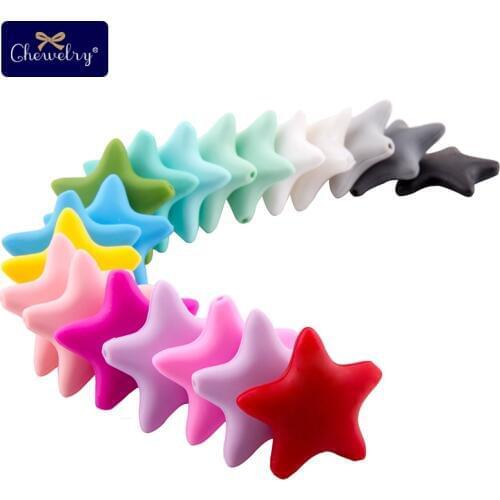 5pcs Baby Silicone Star Beads Food Grade Teether Nursing Loose Beads Necklace Pendant Perle Silicone Rodent DIY Pacifier Chain