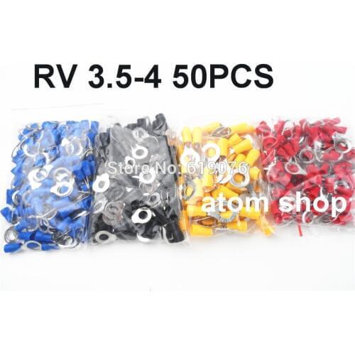 50PCS RV3.5-4 Insulated ring terminal electrical wire crimp connector AWG