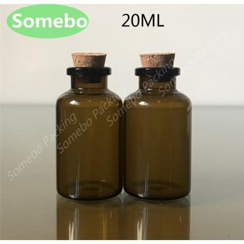 Free shipping 10pcs/lot 20ml Amber Glass Bottle with Cork 10cc Glass Vials 20cc Empty Dark Glass Bottle