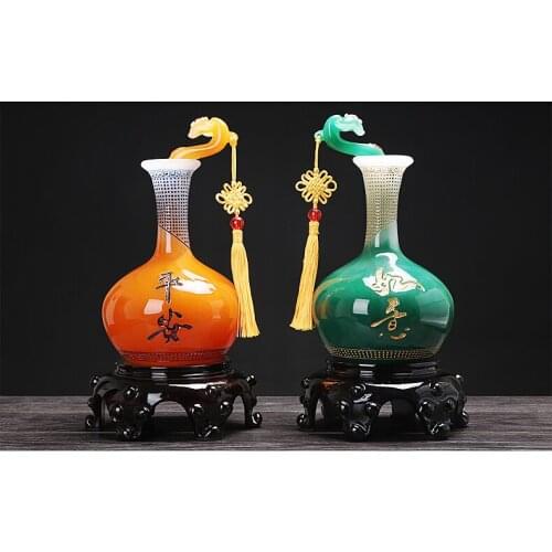 LARGE # 2p- 2020 office home efficacious Talisman Protection Money Drawing RUYI Vase FENG SHUI crystal Sculpture ART statue