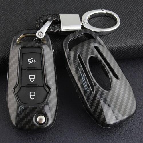 ABS Carbon Fibre Car Key Case Remote Shell Cover Fit For Ford Explorer F-150/250 Ranger Mondeo Ecosport Protector Auto Keychain