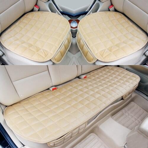 Plush Car Seat Cover Front Rear Flocking Cloth Cushion Non Slide Auto Accessories Universa Seat Protector Mat Pad
