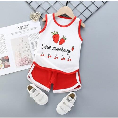 ZWF183 Kids Clothes 2020 Summer Boys Sleeveless Dance T Shirts Pants Girls Vest Baby Child Shorts Tops Tees Girl Set Outfits