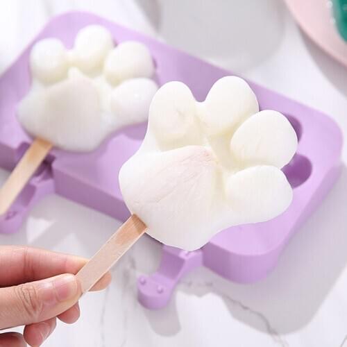 Homemade Food Grade Silicone Ice Cream Molds Footprint Ice Moulds Freezer Ice Cream Bar Molds Maker With Popsicle Sticks