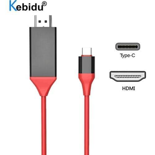 Kebidu 2M Type C to HDMI-compatible Cable Adapter USB3.1 HDMI-compatible 4K for MacBook Samsung Galaxy S9/S8/Note 9 Huawei P20