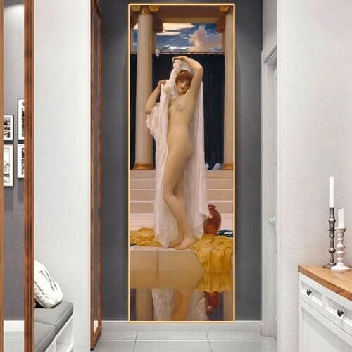 Citon Canvas Art Oil Painting Frederic Leighton《The Bath of Psyche》Art Poster Picture Modern Wall Decor Home Decoration