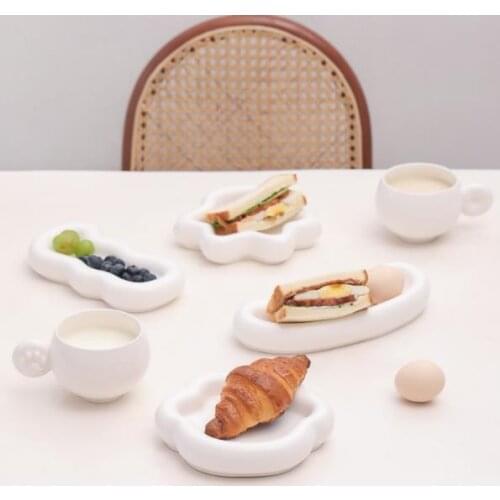 Creative Ceramic Dinner Plate Irregular Tableware Restaurant Decoration Plate Kitchen Supplies Living Room Desktop Fruit Tray