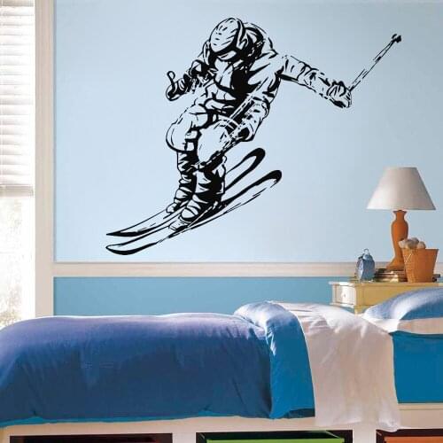 Ski Wall Decals Skier Winter Sports Bedroom Wall Decor Vinyl Wall Sticker for Kids Rooms Decoration Waterproof Art Mural X521