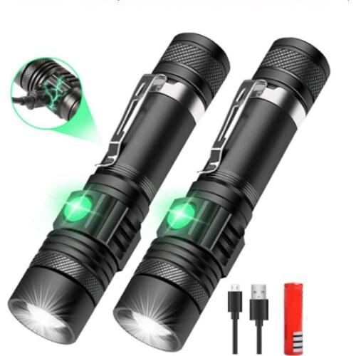 Mayitr Rechargeable Flashlight Built-in Battery Super Bright T6 LED Flashlight 3 Modes Light Waterproof Emergency Torch