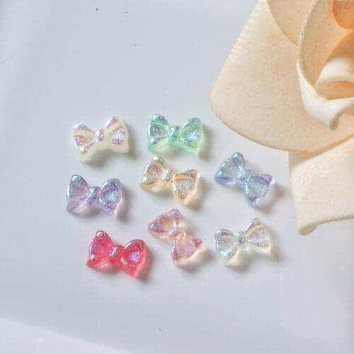 Fashion 20pcs Translucent Frosted resin Bow-knot 7.5*11mm flatback crystal DIY Nail rhinestones nail supplies
