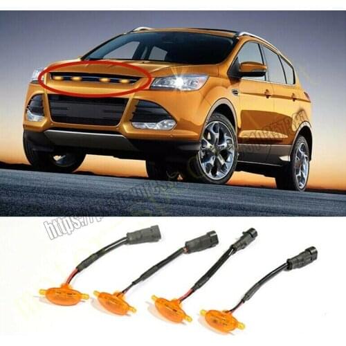 NEW For Ford Escape 2013-16 Front Grille LED Light Raptor Style Grill Trim Cover 4Pcar accessories
