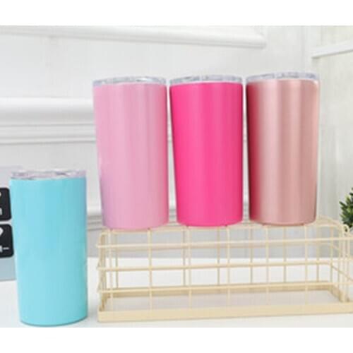 New Arrival Wholesale12oz Skinny Tumbler Double Wall Stainless Steel With Sealed Lid And Straw For Travel Water Cup Coffee Mugs