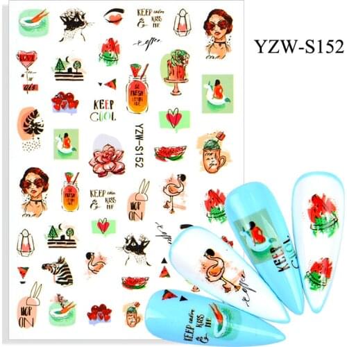 The New 3D Nail Sticker Portrait stickers for nail Foil Flower Fruit Design Nails Accessories Fashion Manicure Sticker