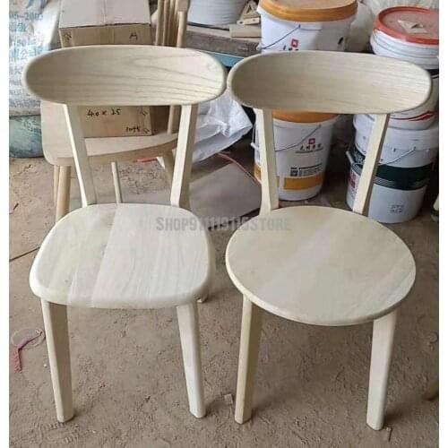 Customized Nordic Solid Wood Dining Chair Modern Simple Louis Rubber Oak White Embryo Leisure Back White Stubble Solid Wood Chai