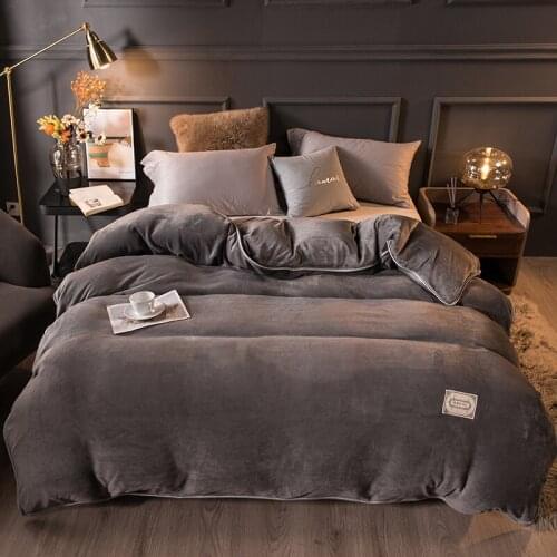 Thicken Flannel Duvet Cover Solid Color Warm Coral Velvet Quilt Cover Modern Ultra Soft Luxury Comforter Covers Winter Bedding