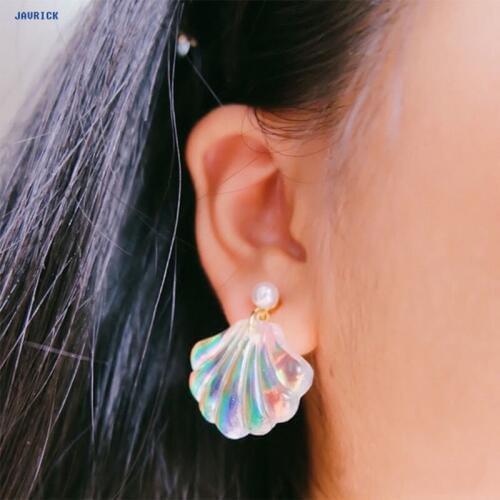 Resin Beach Rainbow Pearl Shell Dangle Drop Earrings For Women Fashion Jewelry