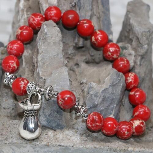 Luxury unique design high quality natural red imperial king stone round beads 8mm diy strand bracelet jewels 7.5inch B2003