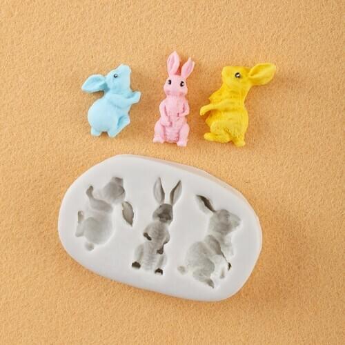 Sugar coated silicone mold, rabbit chocolate chocolate Mollet, rabbit baby cake decorating die Pak mode WMJ-937