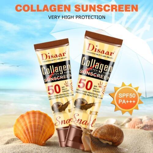 Spf50++ Snail Sunscreen Cream Whitening Isolation Moisturizing Oil Control Facial Sunscreen Waterproof Sunblock Foundation
