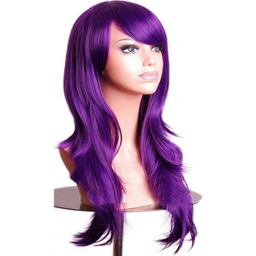 Soowee 70cm Purple Curly Wigs Fake Hairpieces Synthetic Hair Black Pink Red Blue Cosplay Wig for Women