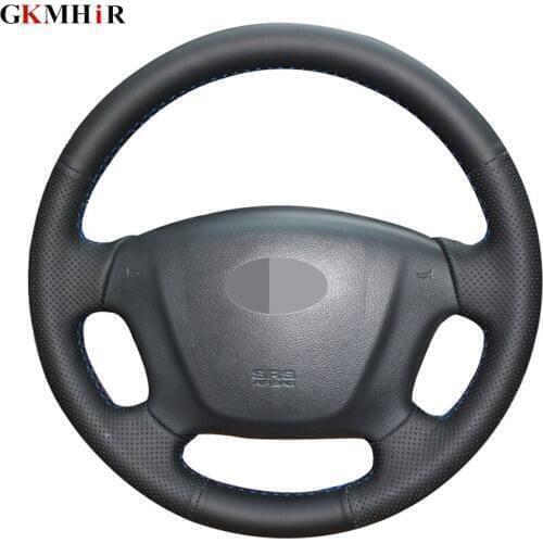 Hand-stitched Black Artificial Leather Car Steering Wheel Covers Wrap for Rondo Hyundai Entourage 2007 Kia Carens 2007-2011