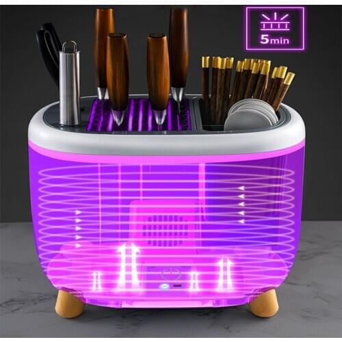 Knife holder rack,kitchen knife drying+uvc disinfection rack,kitchen tools organizer holder for knives/chopsticks/spoon/scissors