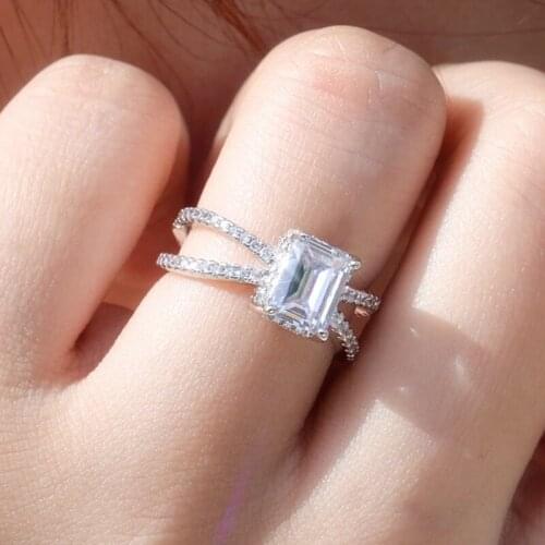 CAOSHI Classic Style Square Cut Cubic Zirconia Ring for Women Wedding Anniversary Gift Gorgeous Finger Jewelry Drop Shipping